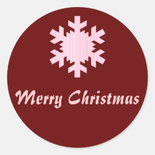 "Vrolijk kerstfeest" - roze/witte sneeuwvlok Ronde Sticker