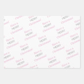 Vrolijk kerstfeest | Roze witte warmroze typografi Inpakpapier Vel (Voorkant)