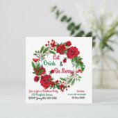 Vrolijk kerstfeest Rozen Waterverf Wreath (Staand voorkant)