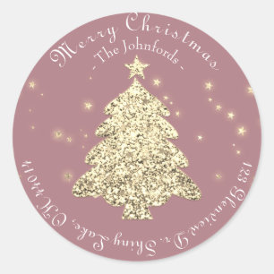 Vrolijk kerstfeest RSVP-begroetingen Gold Glitter Ronde Sticker