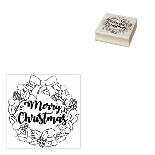 Vrolijk kerstfeest rubberstempel (Gestempeld)