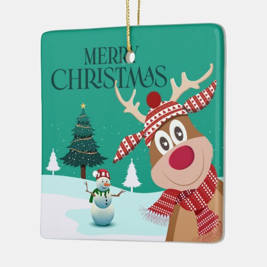 Vrolijk kerstfeest Rudolph en Snowman Keramisch Ornament (Links)