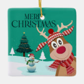 Vrolijk kerstfeest Rudolph en Snowman Keramisch Ornament (Voorkant)