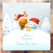 Vrolijk kerstfeest Rudolph en Snowman Raamsticker (Vel 2)