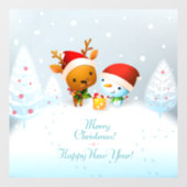 Vrolijk kerstfeest Rudolph en Snowman Raamsticker (Vel)