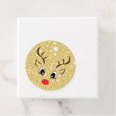 Vrolijk kerstfeest Rudolph Gold Glitter Gift Label (In situ)
