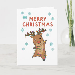 Vrolijk kerstfeest Rudolph Red Nose Reindeer Snow Kaart