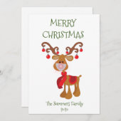 Vrolijk kerstfeest Rudolph Reindeer Face Mask 2021 Feestdagenkaart (Voorkant / Achterkant)