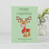 Vrolijk kerstfeest Rudolph Reindeer Face Mask 2021 Feestdagenkaart (Staand voorkant)
