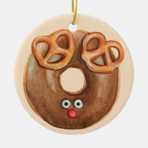 Vrolijk kerstfeest Rudolph rendierdonut Keramisch Ornament