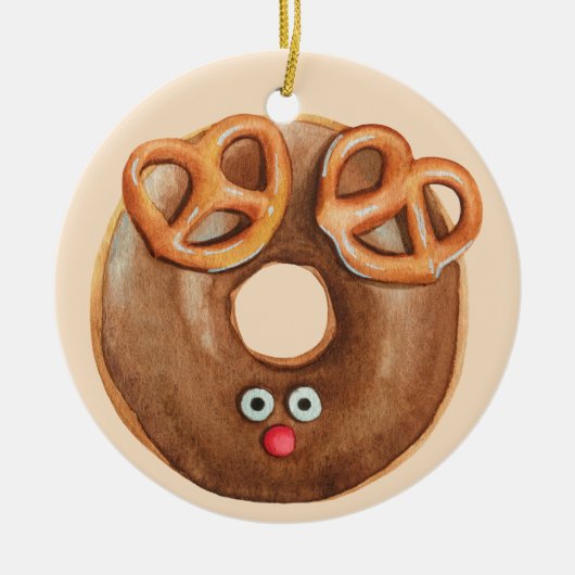 Vrolijk kerstfeest Rudolph rendierdonut Keramisch Ornament (Voorkant)