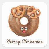 Vrolijk kerstfeest Rudolph rendierdonut Vierkante Sticker (Voorkant)