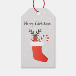 Vrolijk kerstfeest Rudolph The Red Nosed Reindeer Cadeaulabel