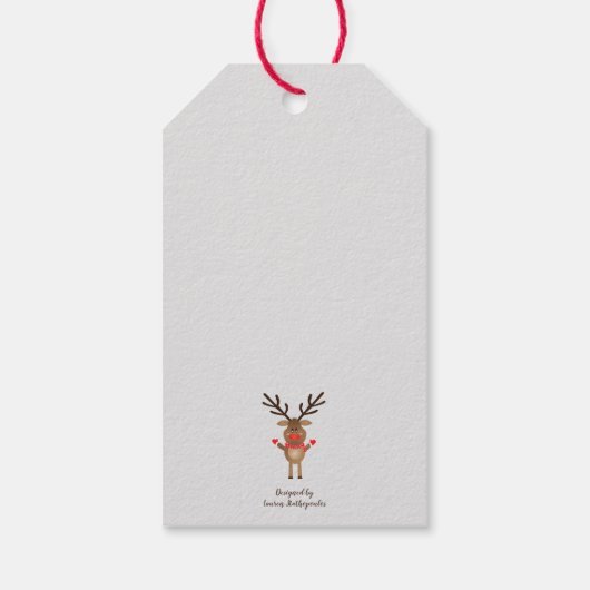 Vrolijk kerstfeest Rudolph The Red Nosed Reindeer Cadeaulabel (Achterkant)