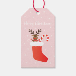 Vrolijk kerstfeest Rudolph The Red Nosed Reindeer Cadeaulabel