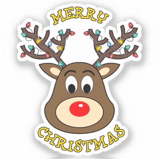 Vrolijk kerstfeest, Rudolph the Red Nosed Reindeer Sticker (Voorkant)