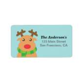 Vrolijk kerstfeest - Runderrendiertje met rode neu Etiket (Voorkant)