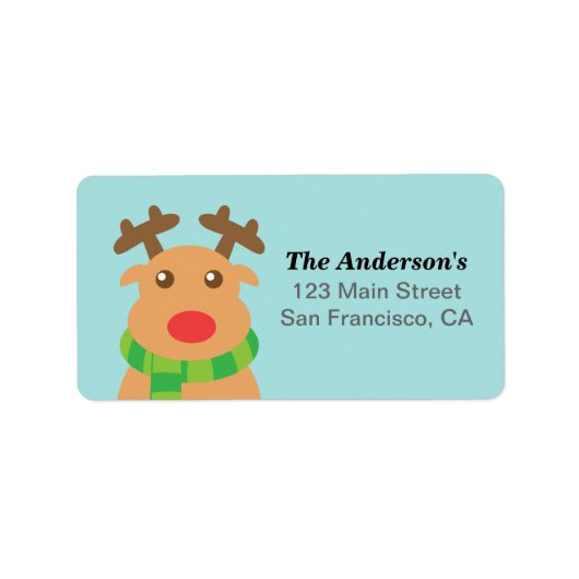 Vrolijk kerstfeest - Runderrendiertje met rode neu Etiket (Voorkant)