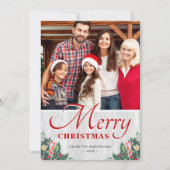 Vrolijk kerstfeest Rustic Birch Mistletoe 2 Foto Feestdagenkaart (Voorkant)