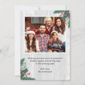 Vrolijk kerstfeest Rustic Birch Mistletoe 2 Foto Feestdagenkaart (Achterkant)