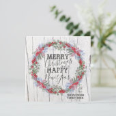 Vrolijk kerstfeest Rustic Farmhouse Wreath Holiday Feestdagenkaart (Staand voorkant)