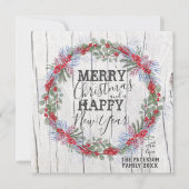 Vrolijk kerstfeest Rustic Farmhouse Wreath Holiday Feestdagenkaart (Voorkant)