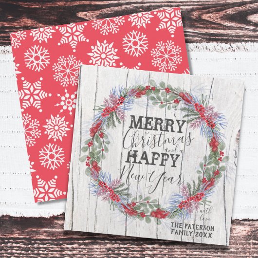 Vrolijk kerstfeest Rustic Farmhouse Wreath Holiday Feestdagenkaart