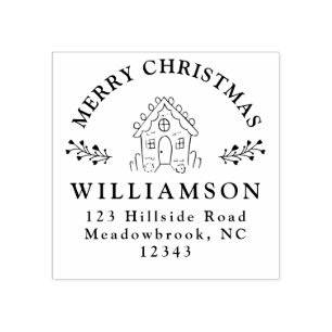 Vrolijk kerstfeest Rustic Gingerbrood Return Addre Rubberstempel