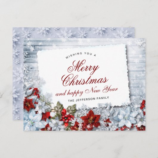 Vrolijk kerstfeest Rustic Holiday Briefkaart (Voorkant / Achterkant)