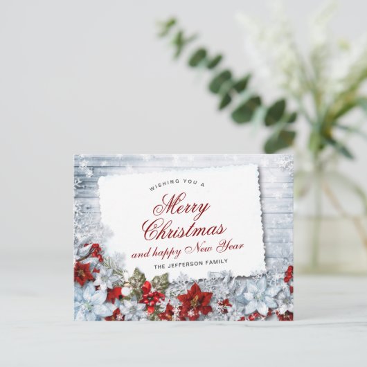 Vrolijk kerstfeest Rustic Holiday Briefkaart (Staand voorkant)