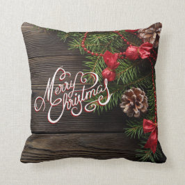 Vrolijk kerstfeest Rustic Holiday Wood Garland Kussen