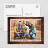 Vrolijk kerstfeest Rustic Hood Foto Briefkaart (Voorkant / Achterkant)