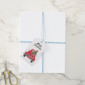 Vrolijk kerstfeest Rustic Red Truck Holiday Gift L Cadeaulabel (Met Touw)