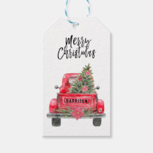 Vrolijk kerstfeest Rustic Red Truck Holiday Gift L