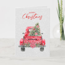 Vrolijk kerstfeest Rustic Red Truck Holiday Kaart