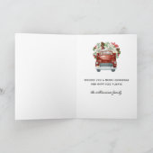 Vrolijk kerstfeest Rustic Red  Truck Holiday Kaart (Binnen)