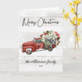 Vrolijk kerstfeest Rustic Red  Truck Holiday Kaart (Gele Bloem)