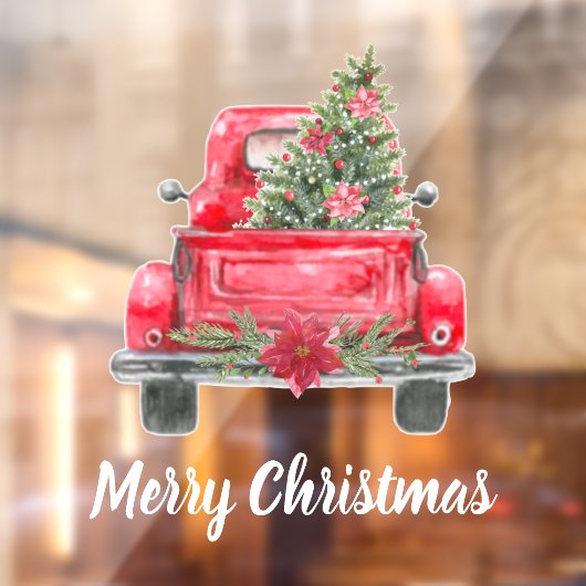Vrolijk kerstfeest Rustic Red Truck  Raamsticker (Vel 2)