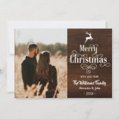 Vrolijk kerstfeest Rustic Typography Wood Foto Feestdagenkaart (Voorkant)