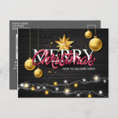 Vrolijk kerstfeest Rustic Wood Black Modern Foto Feestdagenkaart (Voorkant / Achterkant)