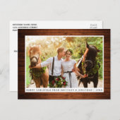 Vrolijk kerstfeest Rustic Wood Couple Foto Briefkaart (Voorkant / Achterkant)
