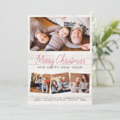 Vrolijk kerstfeest Rustic Wood Modern 4 Foto Holid Feestdagenkaart (Staand voorkant)