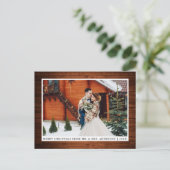Vrolijk kerstfeest Rustic Wood Weddenfoto Briefkaart (Staand voorkant)
