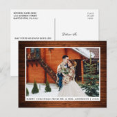 Vrolijk kerstfeest Rustic Wood Weddenfoto Briefkaart (Voorkant / Achterkant)