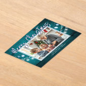 Vrolijk Kerstfeest Rustiek Hout Familiefoto Acryl Uitnodigingen (Laagn)