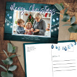 Vrolijk Kerstfeest Rustiek Hout Foto's Briefkaart<br><div class="desc">twee foto collage kerst wenskaart sjabloon. Alle tekst is aanpasbaar. Foto- en logo-uploadoptie. Prettige feestdagen van uw kantoor,  bedrijfsnaam of individuele bedrijfseigenaar.</div>