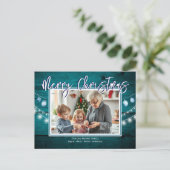 Vrolijk Kerstfeest Rustiek Hout Foto's Briefkaart (Staand voorkant)