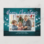 Vrolijk Kerstfeest Rustiek Hout Foto's Briefkaart (Voorkant)