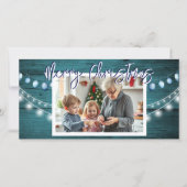 Vrolijk Kerstfeest Rustiek Hout Foto's Feestdagenkaart (Voorkant)