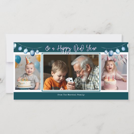 Vrolijk Kerstfeest Rustiek Hout Foto's Feestdagenkaart (Achterkant)